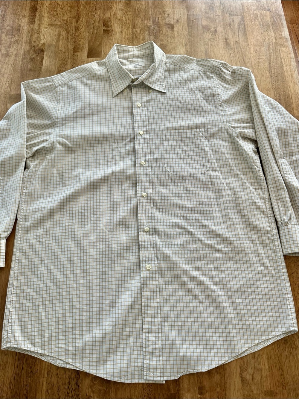 Brooks Brothers White and Yellow Windowpane Check Button Down Shirt